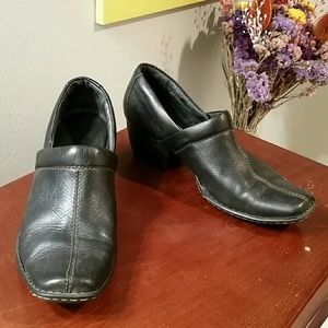 Black Leather Born Heels